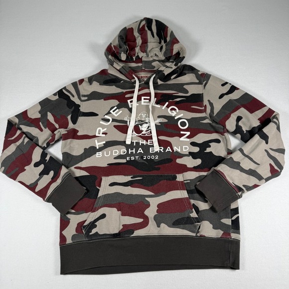 True Religion Camo Hoodie Mens Medium Buddha Brand Sweatshirt - Picture 1 of 9